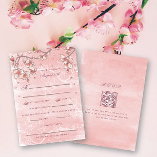 Cartons Réponse Mariage chinois à deux fleurs de pêche