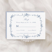Mariage classique à cadre bleu victorien Floral