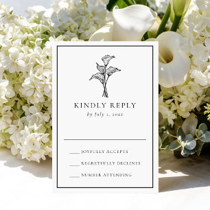 Cartons Réponse Mariage Classique au Lys Calla