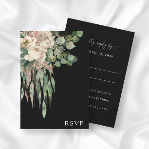 Cartons Réponse Mariage classique Black Peonies