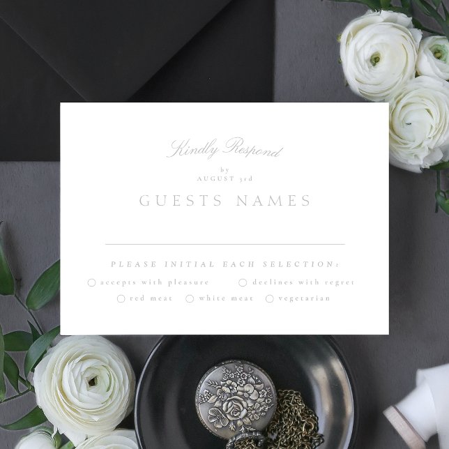 Cartons Réponse Mariage classique de calligraphie gris clair (Créateur téléchargé)