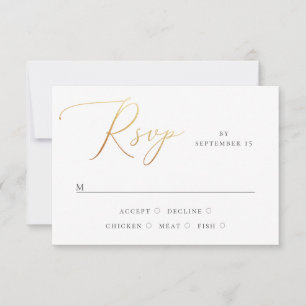 Cartons Réponse Mariage classique élégant Script Gold officiel
