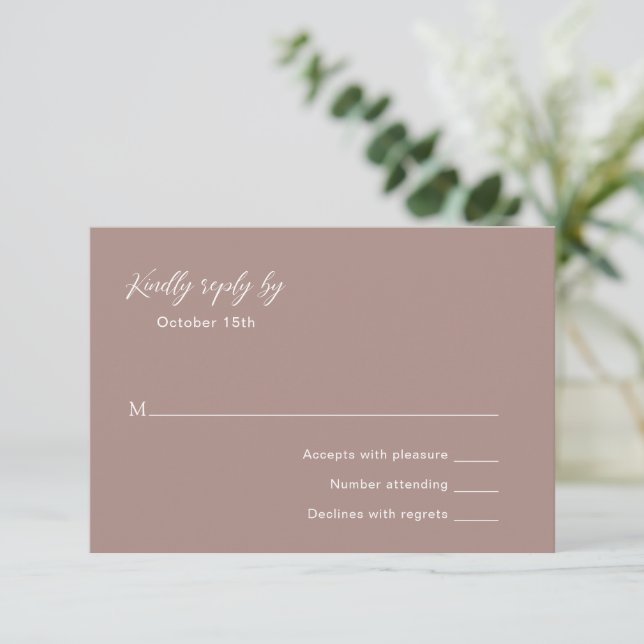 Cartons Réponse Mariage classique neutre et élégant (Debout devant)