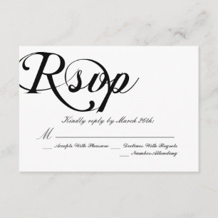 Cartons Réponse Mariage classique noir et blanc