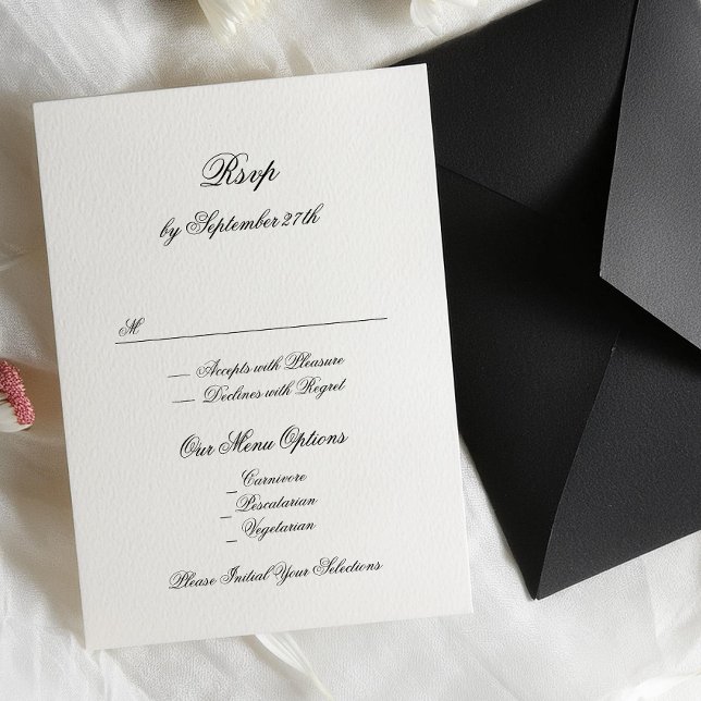 Cartons Réponse Mariage classique noir et blanc haut de gamme (Créateur téléchargé)