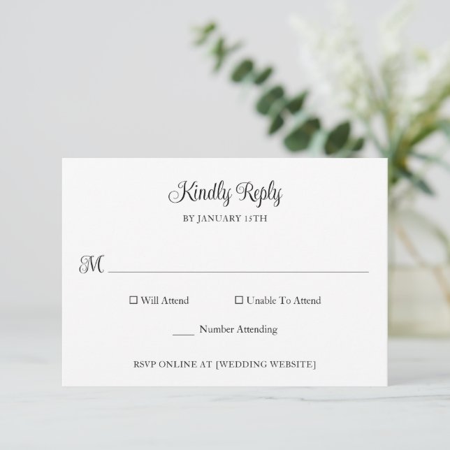 Cartons Réponse Mariage classique simple (Debout devant)