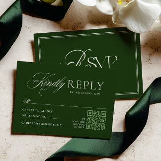 Cartons Réponse Mariage Classique Vert Foncé