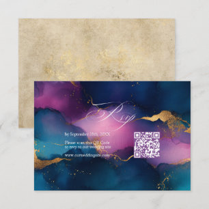 Cartons Réponse Mariage Code QR à l'encre alcoolique Violet, Bleu 