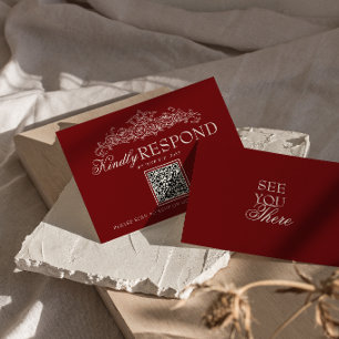 Cartons Réponse Mariage Code QR Argent Ancien Bourgogne Vintage