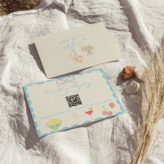 Cartons Réponse Mariage Code QR Dessiné à la Main dans le Style Ar