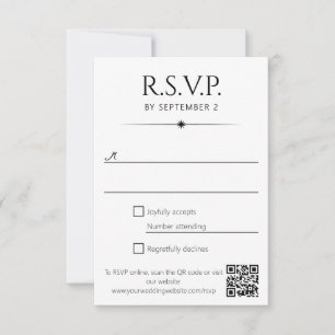 Cartons Réponse Mariage Code QR Noir Blanc Flare Élégant