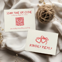 Mariage Code QR Vintage Rouge