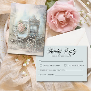 Cartons Réponse Mariage Contes de Fées par Courrier avec Carrosse