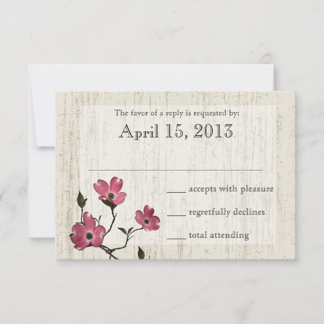 Cartons Réponse Mariage Country Dogwood (Devant)