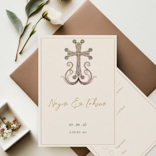 Cartons Réponse Mariage croisé arménien moderne et élégant