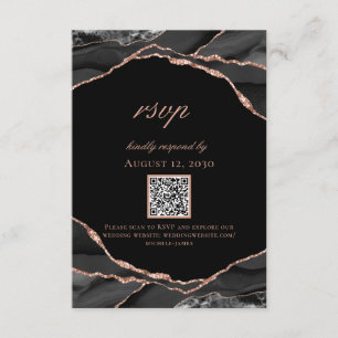 Cartons Réponse Mariage d'Agate Black Rose Gold