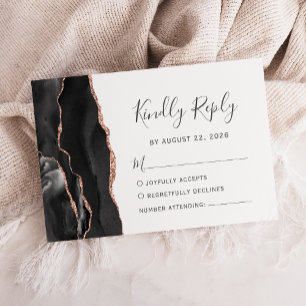 Cartons Réponse Mariage d'âge moderne Black Rose Gold