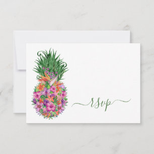 Cartons Réponse Mariage d'ananas floral tropical Choix