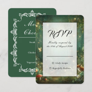 Cartons Réponse Mariage dans la Forêt Enchantée Vert Émeraude