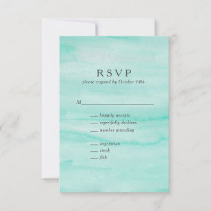 Cartons Réponse Mariage d'aquarelle Abstrait vert Mint de mer
