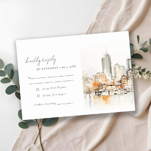 Cartons Réponse Mariage d'aquarelle Atlanta Georgia Landscape