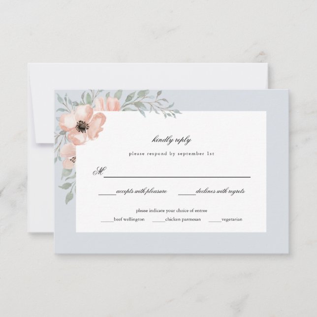 Cartons Réponse Mariage d'aquarelle bleu foncé (Devant)