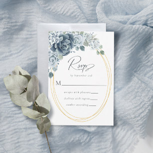 Cartons Réponse Mariage d'aquarelle bleu foncé