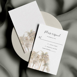 Cartons Réponse Mariage d'aquarelle côtière des palmiers