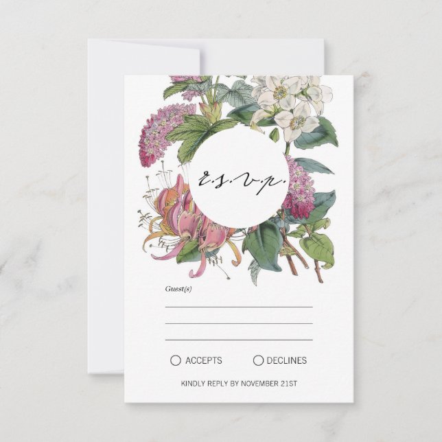 Cartons Réponse Mariage d'aquarelle vintage (Devant)