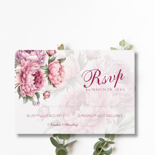 Cartons Réponse Mariage d'Art Botanique de Pivoine en Fleur