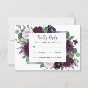 Cartons Réponse Mariage de automne de pivoine gris violet gris arg