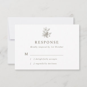 Cartons Réponse Mariage de automne simple Acorn & Pinecone