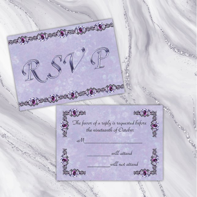 Cartons Réponse Mariage de bijoux d'eau et de violet (Créateur téléchargé)