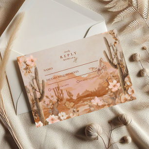 Cartons Réponse Mariage de Boho Desert Sunset Cactus
