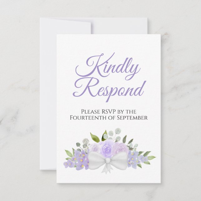 Cartons Réponse Mariage de bouquet floral violet rustique (Devant)