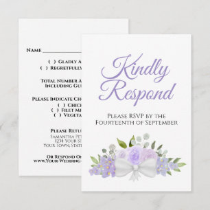 Cartons Réponse Mariage de bouquet floral violet rustique