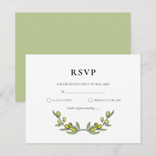 Cartons Réponse Mariage de branche Olive moderne