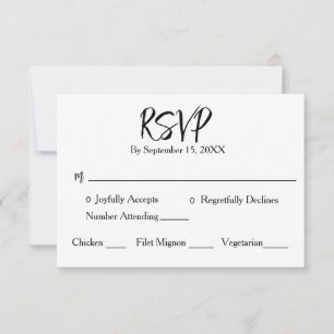 Cartons Réponse Mariage de calligraphie minimaliste noir