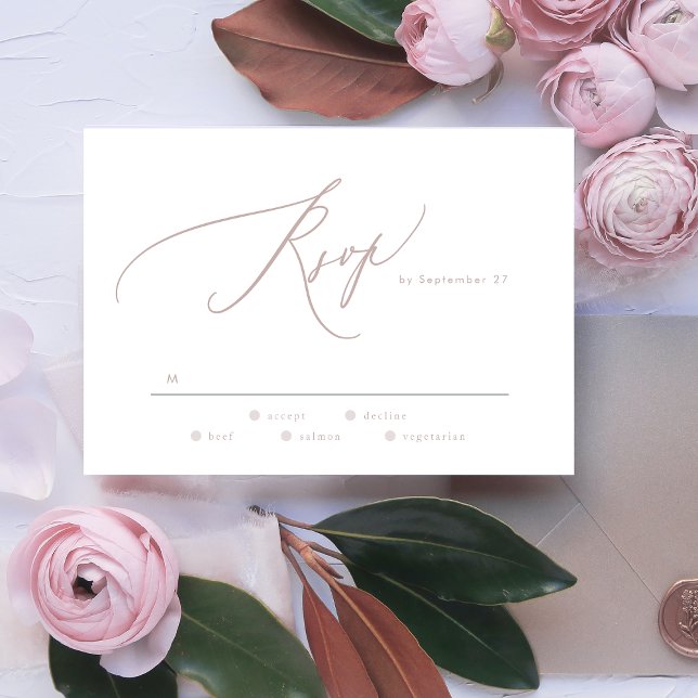 Cartons Réponse Mariage de calligraphie rose moderne (Créateur téléchargé)