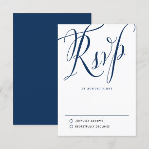 Cartons Réponse Mariage de calligraphie rustique bleu marine