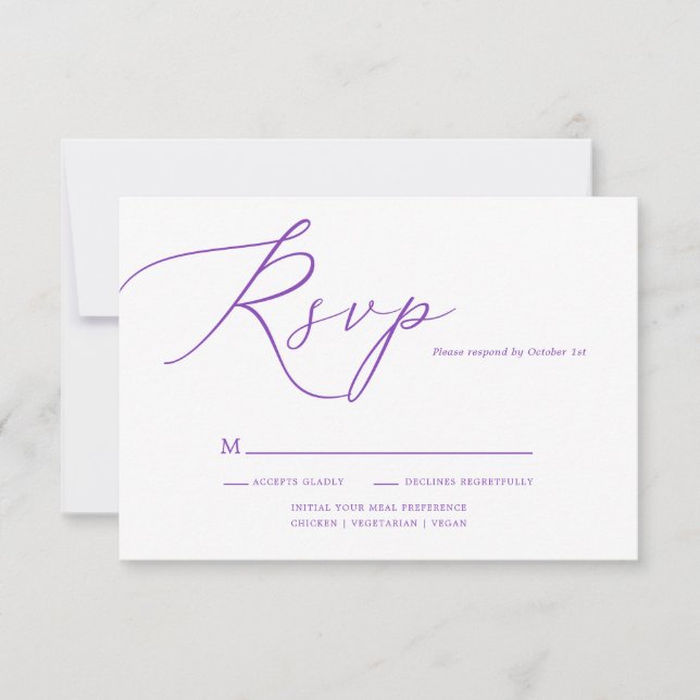 Cartons Réponse Mariage de calligraphie simple moderne (Devant)