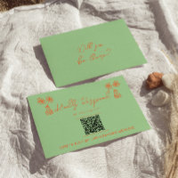 Mariage de code QR brillant à main colorée rétro