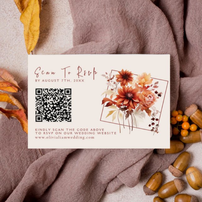 Cartons Réponse Mariage de code QR de l'automne de terre cuite mod (Créateur téléchargé)