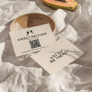 Cartons Réponse Mariage de code QR de lunettes manuscrites rétro