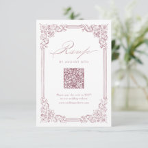Mariage de code QR élégant à cadre Vintage rose po