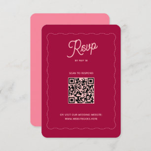 Cartons Réponse Mariage de code QR en ligne Retro Peach Wave Frame