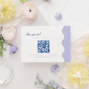 Cartons Réponse Mariage de code QR moderne Blue Lavender