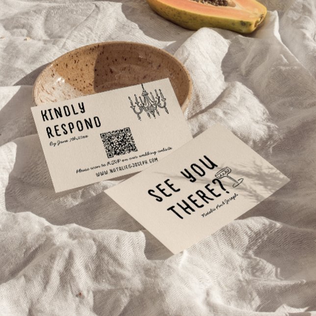 Cartons Réponse Mariage de code QR moderne et original (Créateur téléchargé)