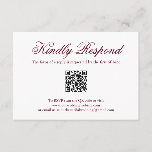 Cartons Réponse Mariage de code QR officiel de la Bourgogne tradit (Devant)