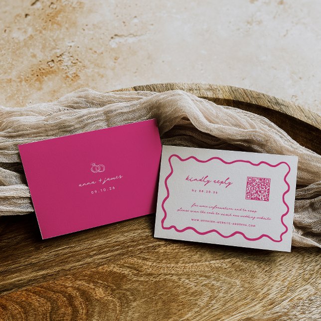 Cartons Réponse Mariage de code QR rose Whimsical (Créateur téléchargé)